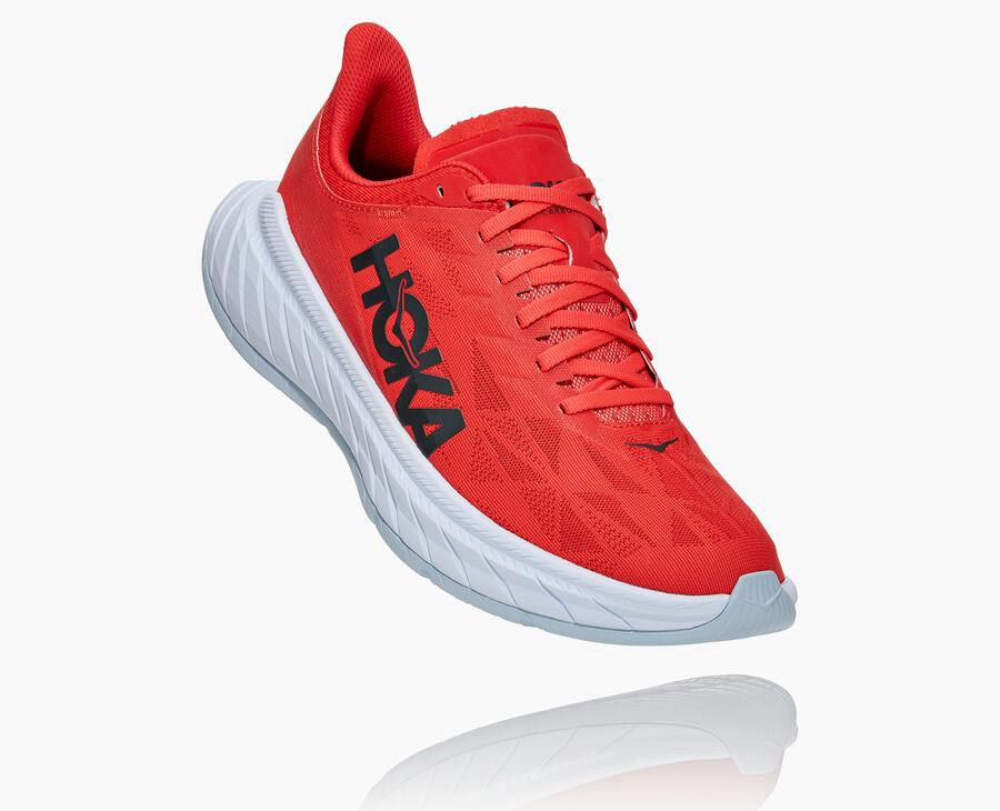 Hoka One One Running Shoes Mens Red/White - Carbon X 2 - 84179ZBWF